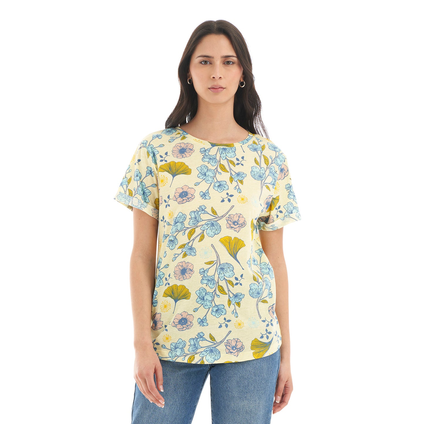 Polera Mujer Flora Amarillo Haka Honu