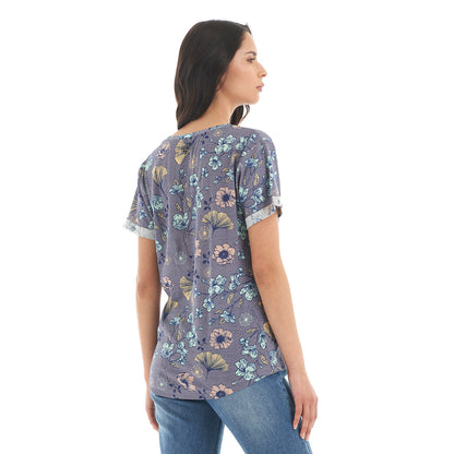 Polera Mujer Flora Morado Haka Honu