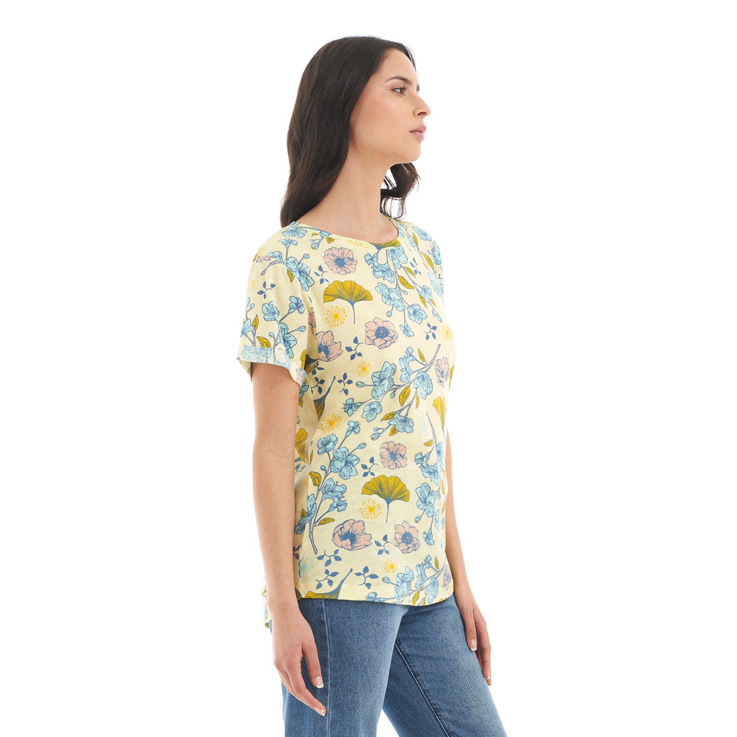 Polera Mujer Flora Amarillo Haka Honu