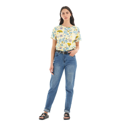 Polera Mujer Flora Amarillo Haka Honu