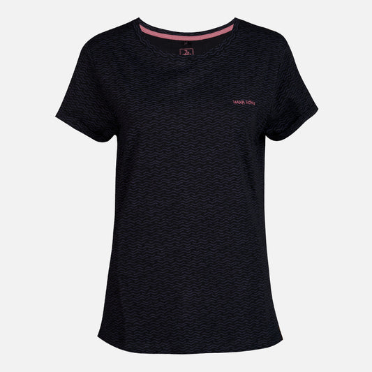 Polera Mujer Oleaje Print Negro Haka Honu