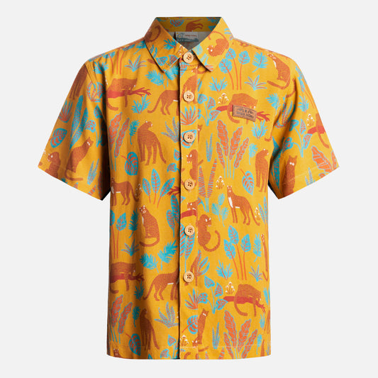 Camisa Niño Guayaberita Print Amarillo Haka Honu