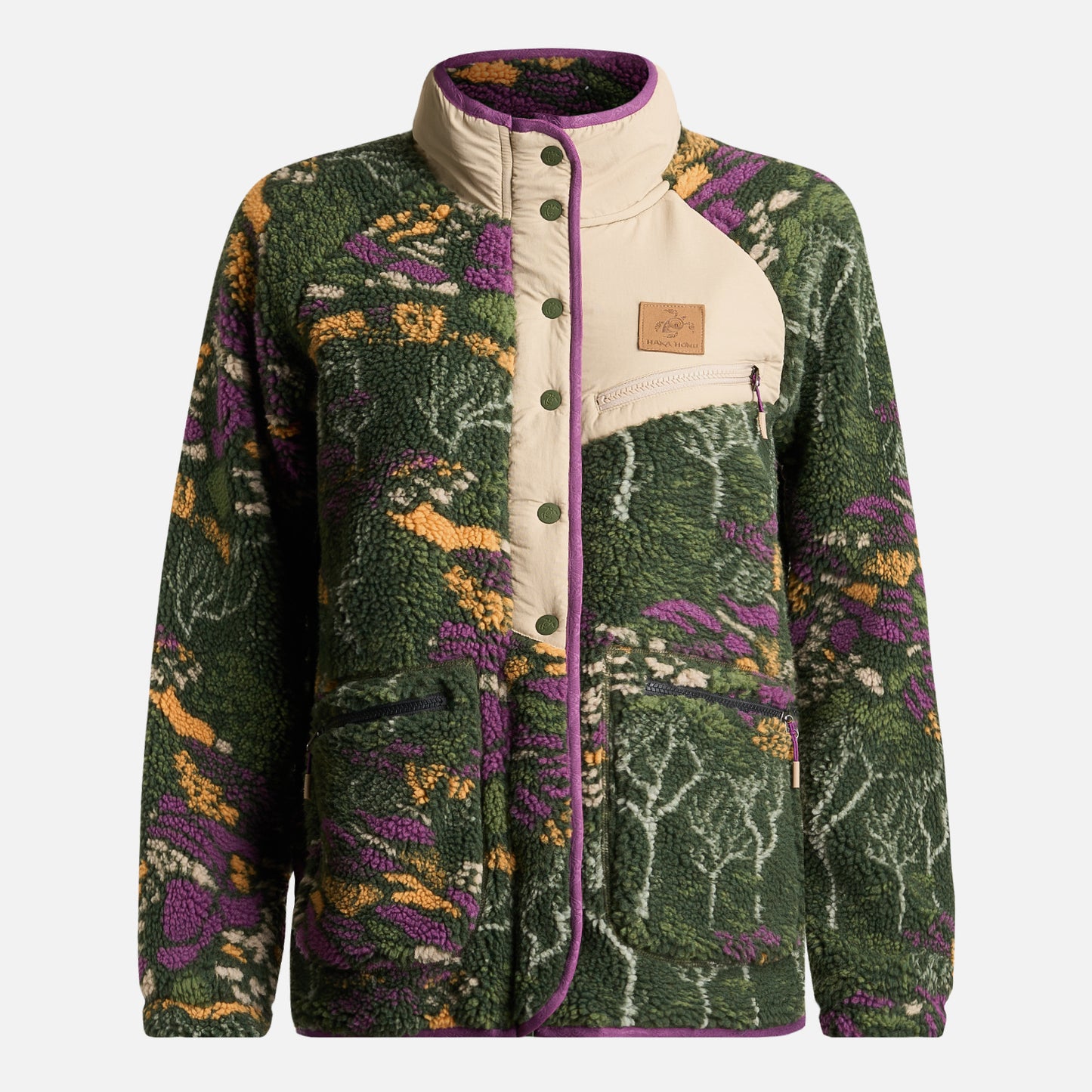 Poleron Mujer Zip-Porrito Print Verde Militar Haka Honu