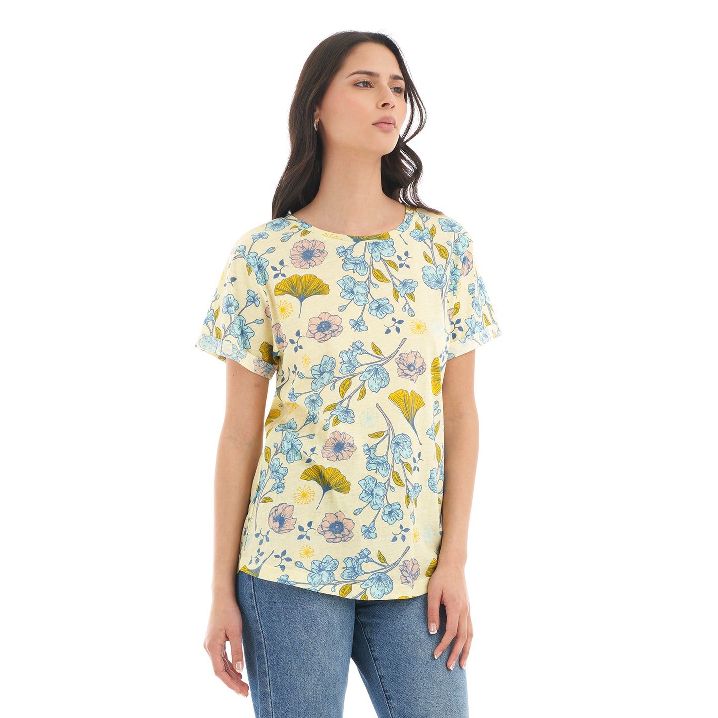 Polera Mujer Flora Amarillo Haka Honu