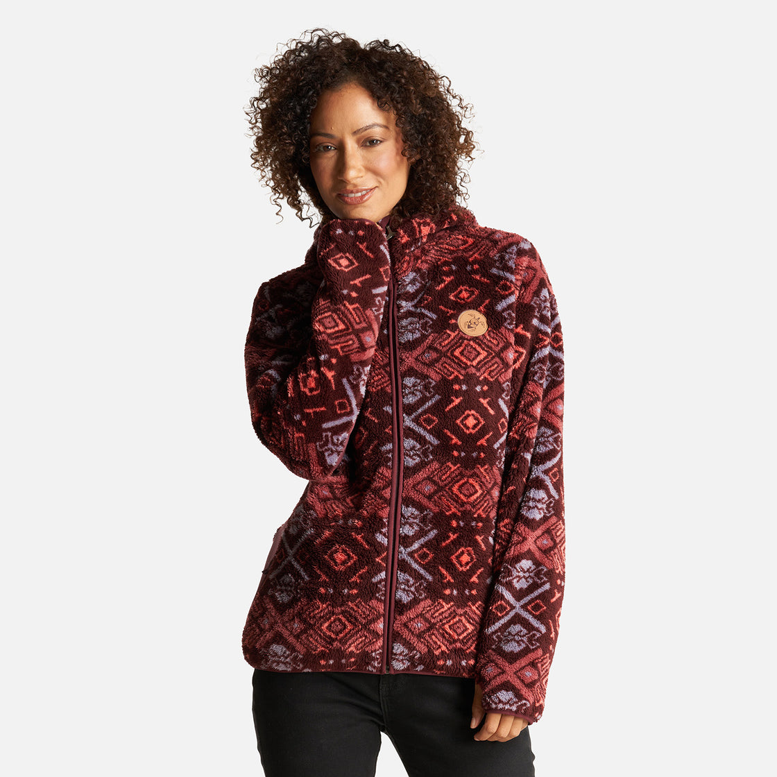 Chaqueta Mujer Calur-oso Full Print Burdeo Haka Honu