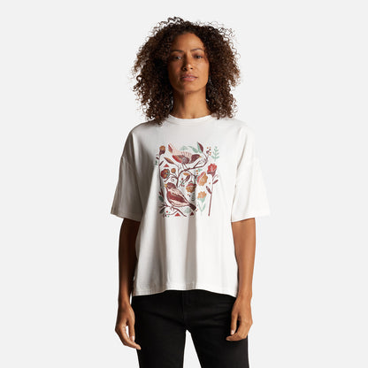 Polera Mujer Gorrión Print Blanco Haka Honu