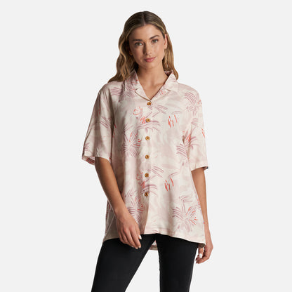 Camisa Mujer Hibiscus Print Beige Haka Honu