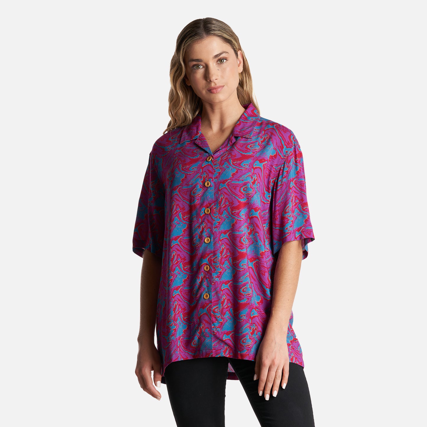 Camisa Mujer Marmolada Print Fucsia Haka Honu