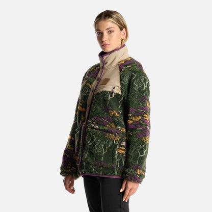 Poleron Mujer Zip-Porrito Print Verde Militar Haka Honu