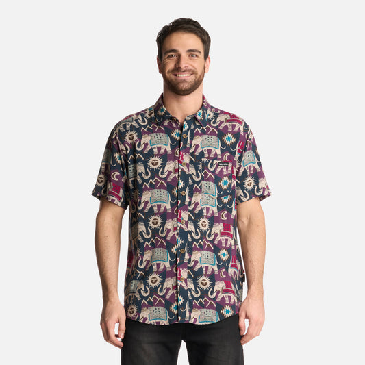 Camisa Hombre Good Karma Print Azul Noche Haka Honu