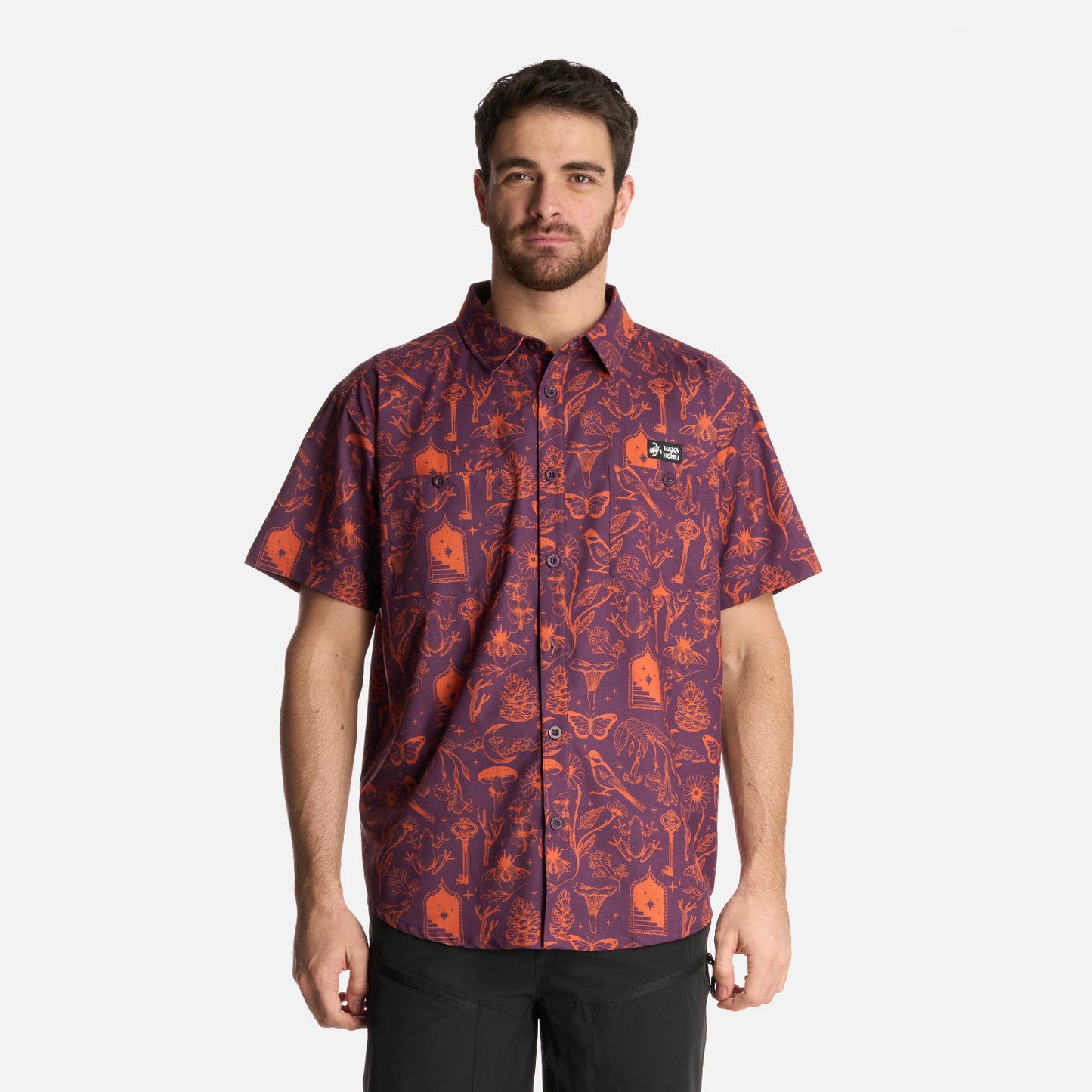 Camisa Hombre Cumbre Manga Corta Print Morado Haka Honu