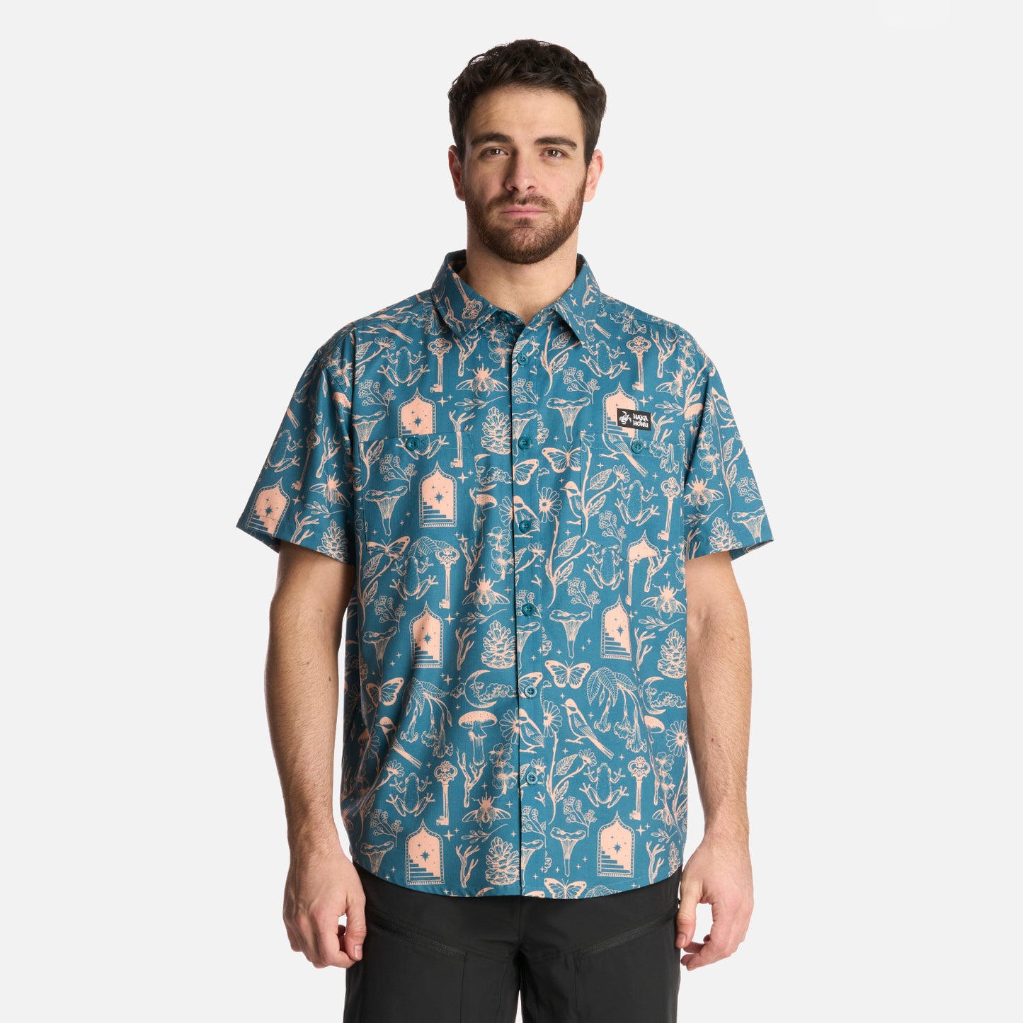 Camisa Hombre Cumbre Manga Corta Print Petroleo Haka Honu