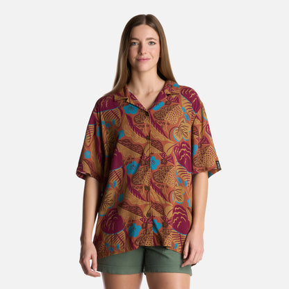 Camisa Mujer Hibiscus Print Terracota Haka Honu