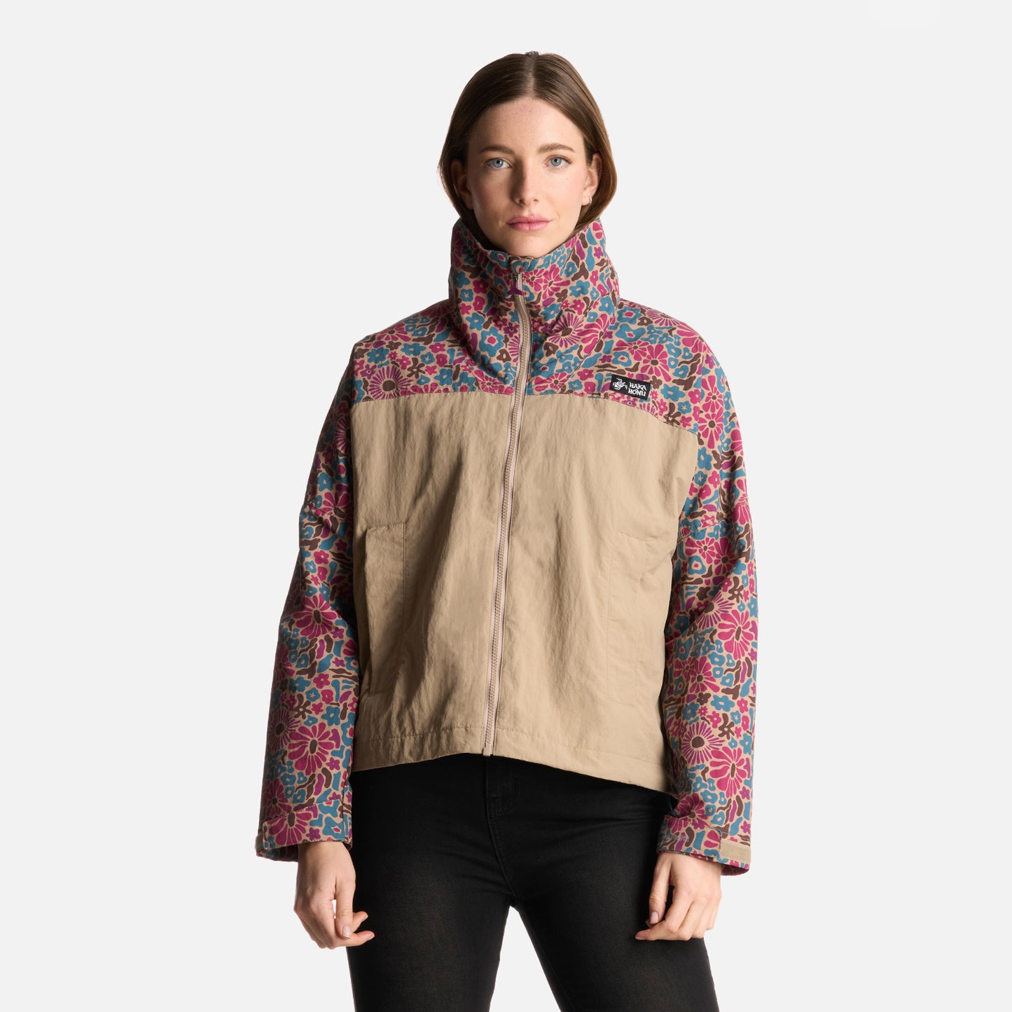 Chaqueta Mujer Hija Del Viento Print Taupe Haka Honu