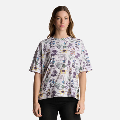 Polera Mujer Botanica Print Blanco Haka Honu