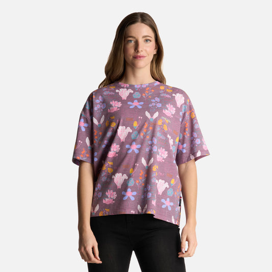 Polera Mujer Botanica Print Morado Haka Honu