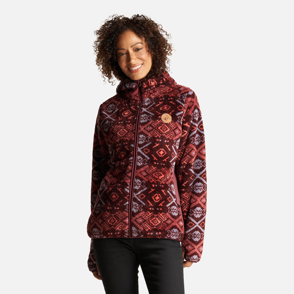 Chaqueta Mujer Calur-oso Full Print Burdeo Haka Honu