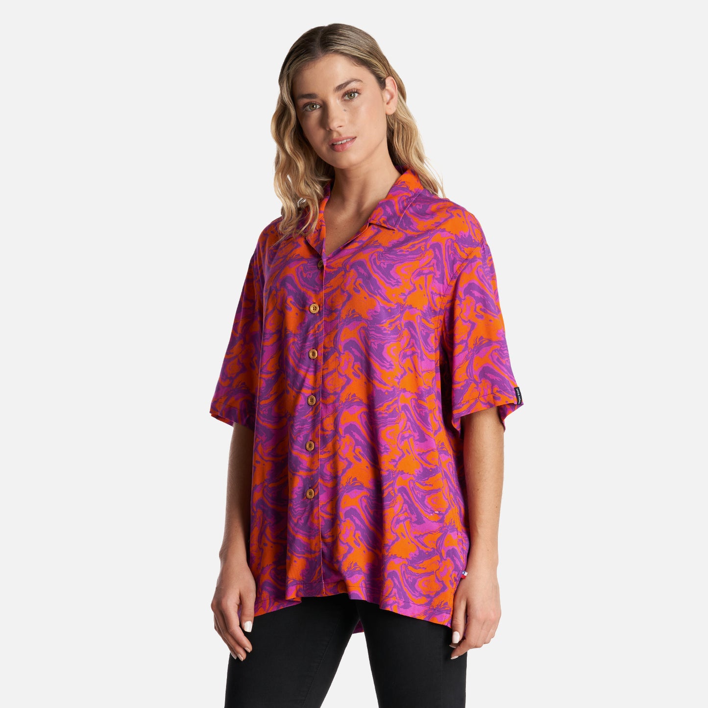 Camisa Mujer Marmolada Print Naranjo Haka Honu