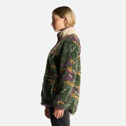 Poleron Mujer Zip-Porrito Print Verde Militar Haka Honu