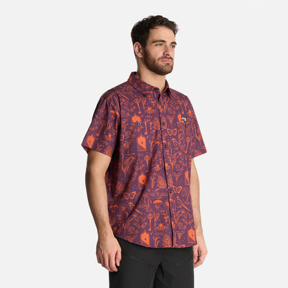 Camisa Hombre Cumbre Manga Corta Print Morado Haka Honu