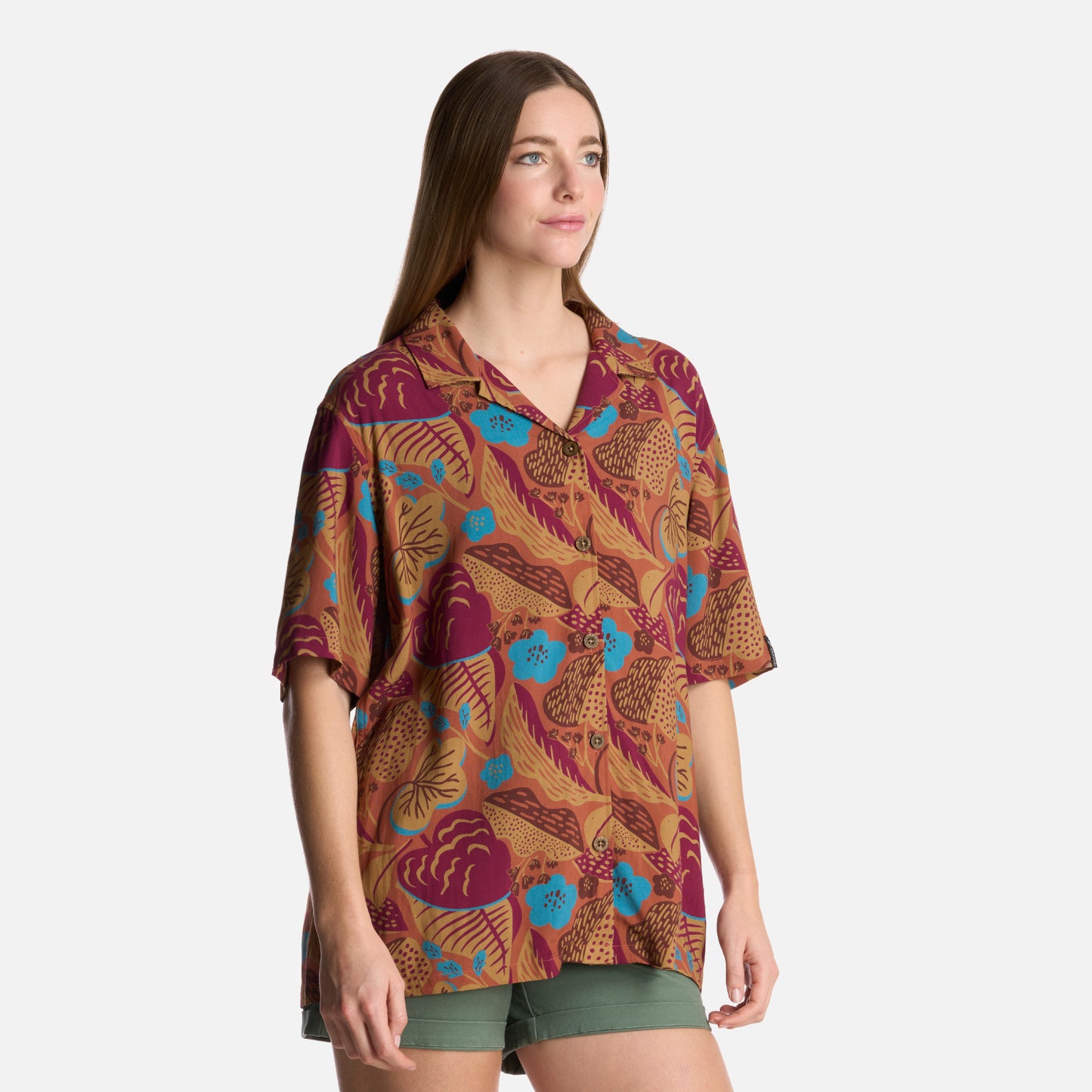 Camisa Mujer Hibiscus Print Terracota Haka Honu