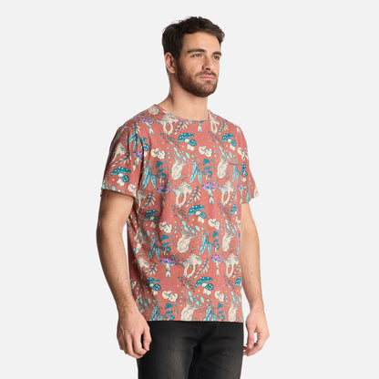 Polera Hombre Mundo Fungi Print Terracota Haka Honu