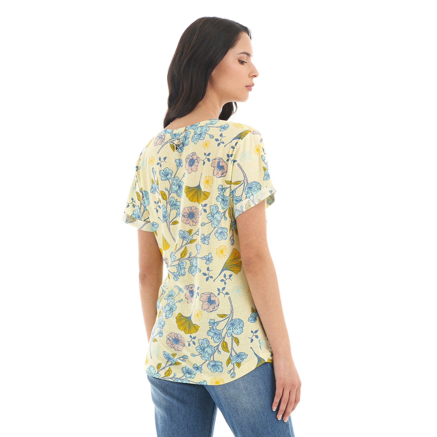 Polera Mujer Flora Amarillo Haka Honu