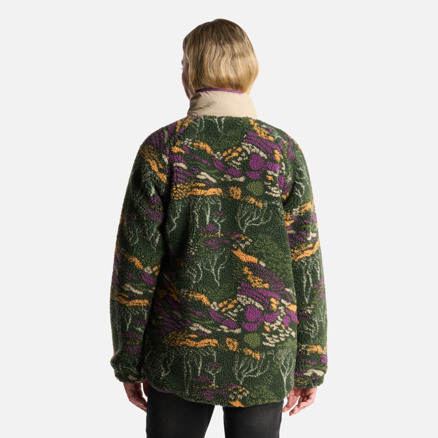 Poleron Mujer Zip-Porrito Print Verde Militar Haka Honu