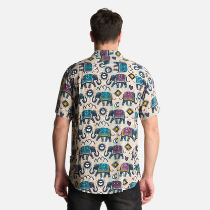 Camisa Hombre Good Karma Print Crema Haka Honu