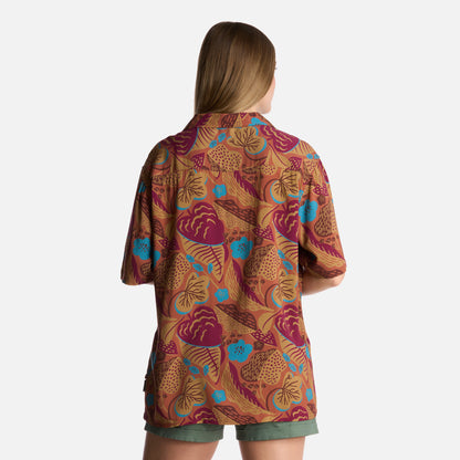 Camisa Mujer Hibiscus Print Terracota Haka Honu