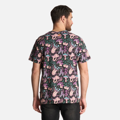 Polera Hombre Mundo Fungi Print Negro Haka Honu