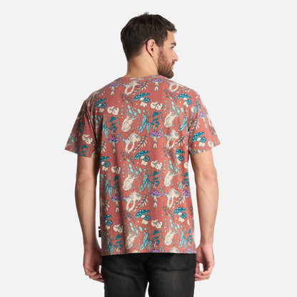 Polera Hombre Mundo Fungi Print Terracota Haka Honu