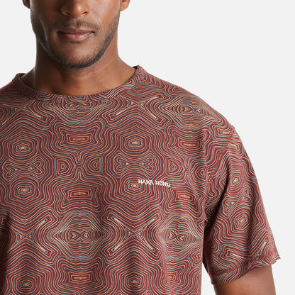 Polera Hombre Bi-curioso Print Burdeo Haka Honu