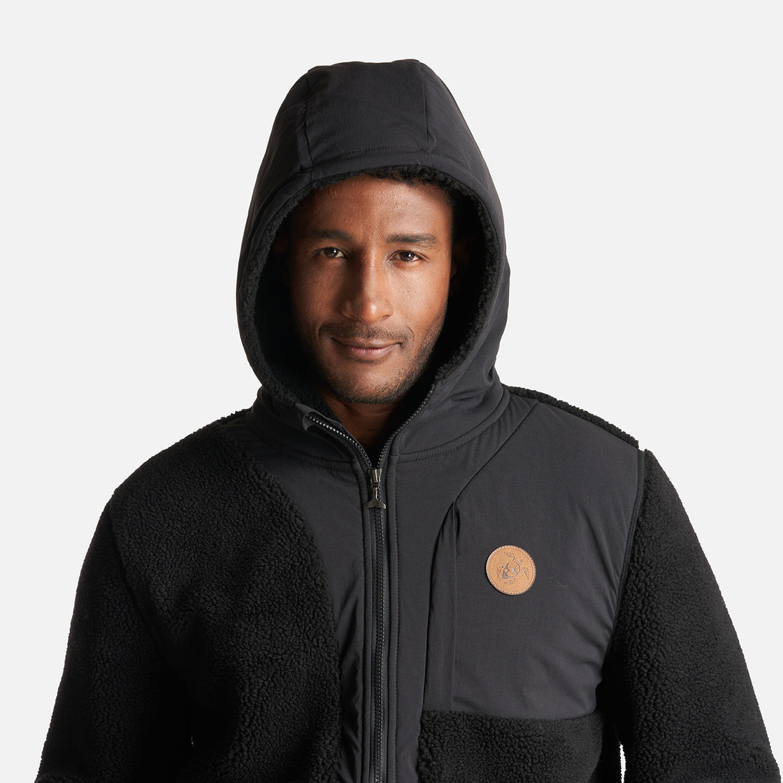 Poleron Hombre Porteador 1/4 Zip Negro Haka Honu