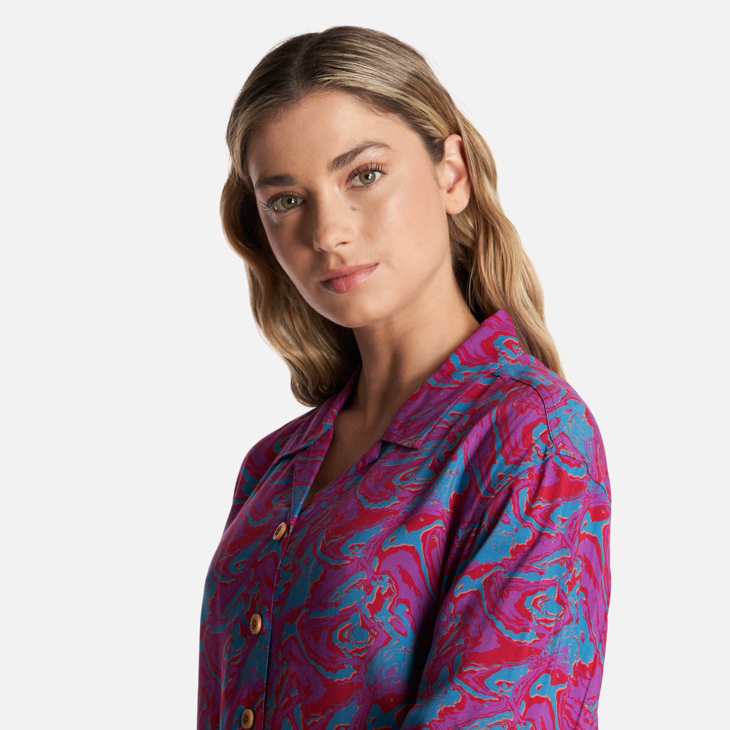 Camisa Mujer Marmolada Print Fucsia Haka Honu