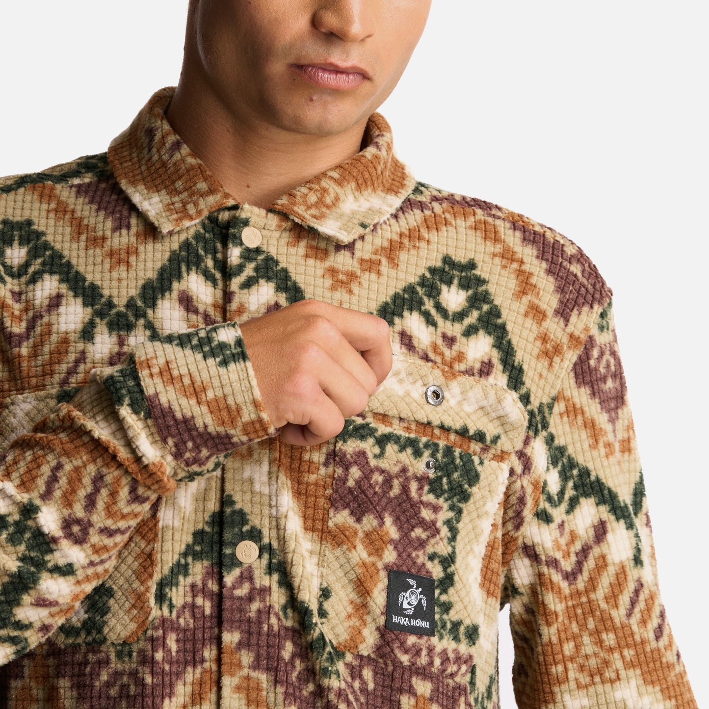 Camisa Hombre Cumbre Invernal Print Beige Haka Honu