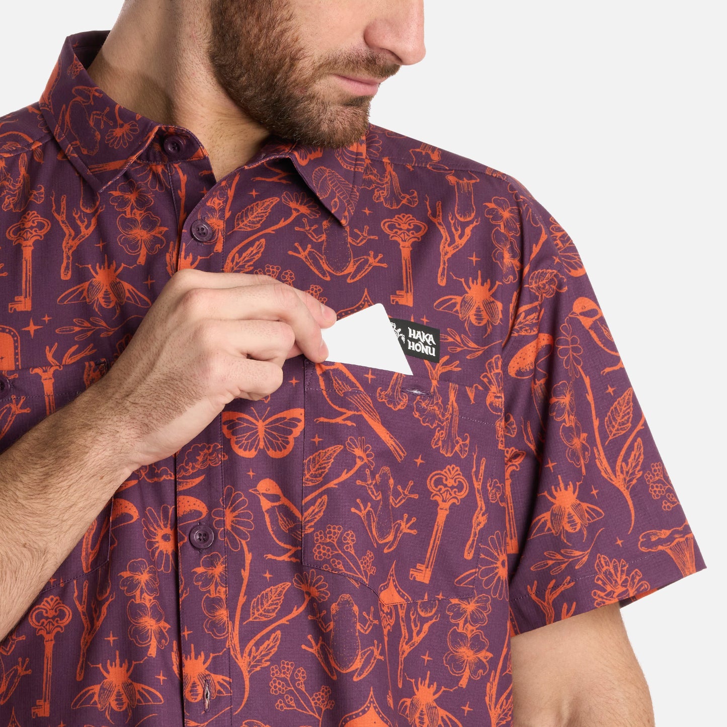 Camisa Hombre Cumbre Manga Corta Print Morado Haka Honu