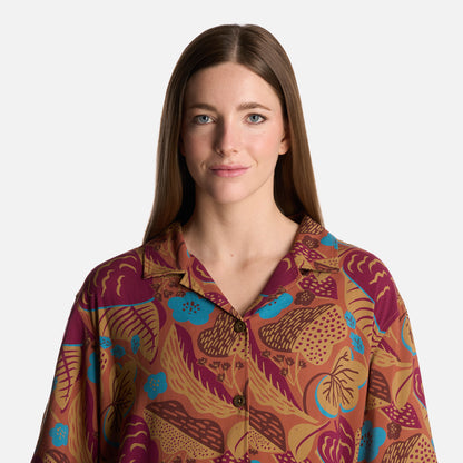 Camisa Mujer Hibiscus Print Terracota Haka Honu