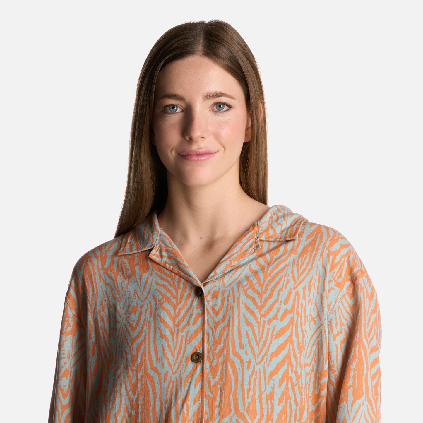 Camisa Mujer Marmolada Print Salmon Haka Honu