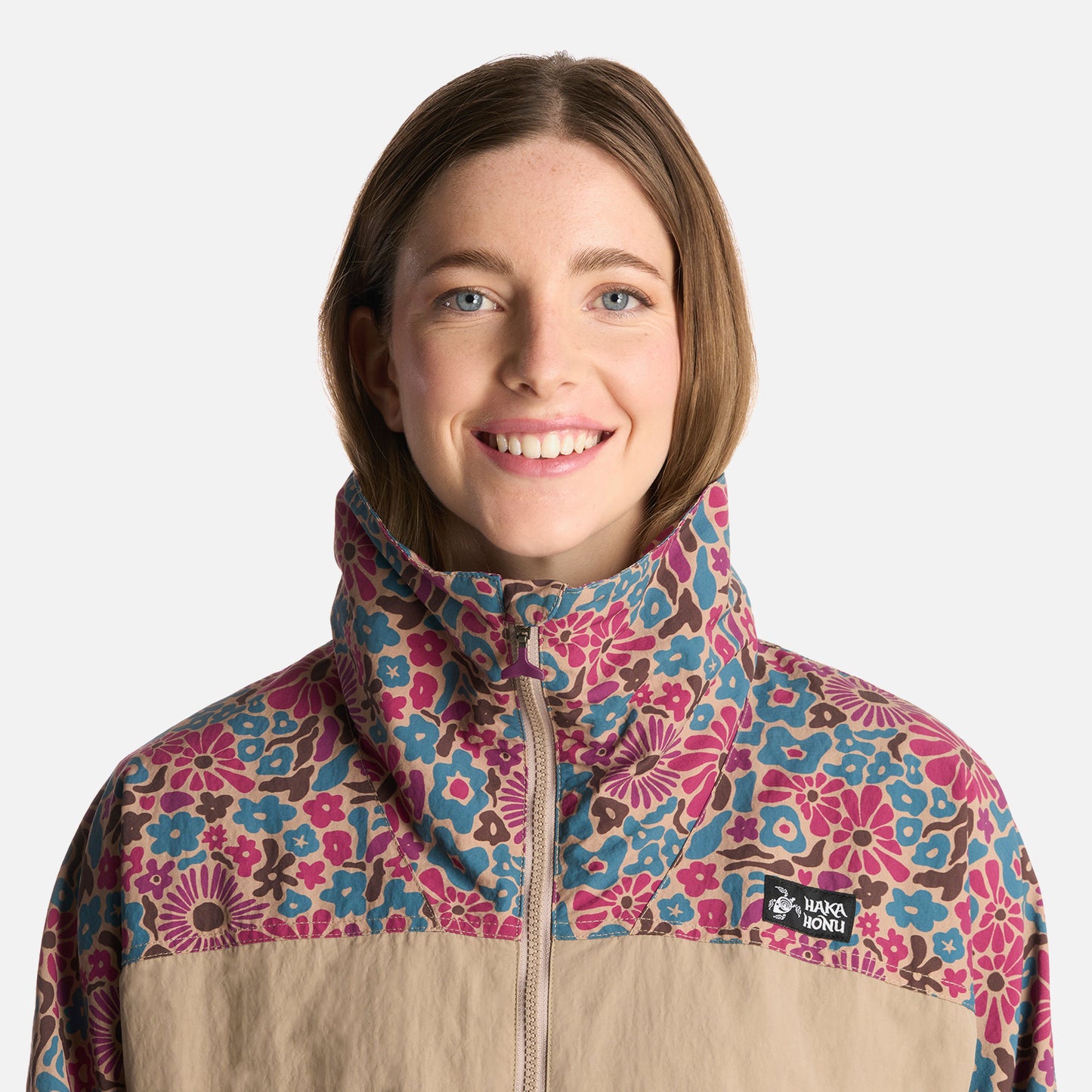 Chaqueta Mujer Hija Del Viento Print Taupe Haka Honu