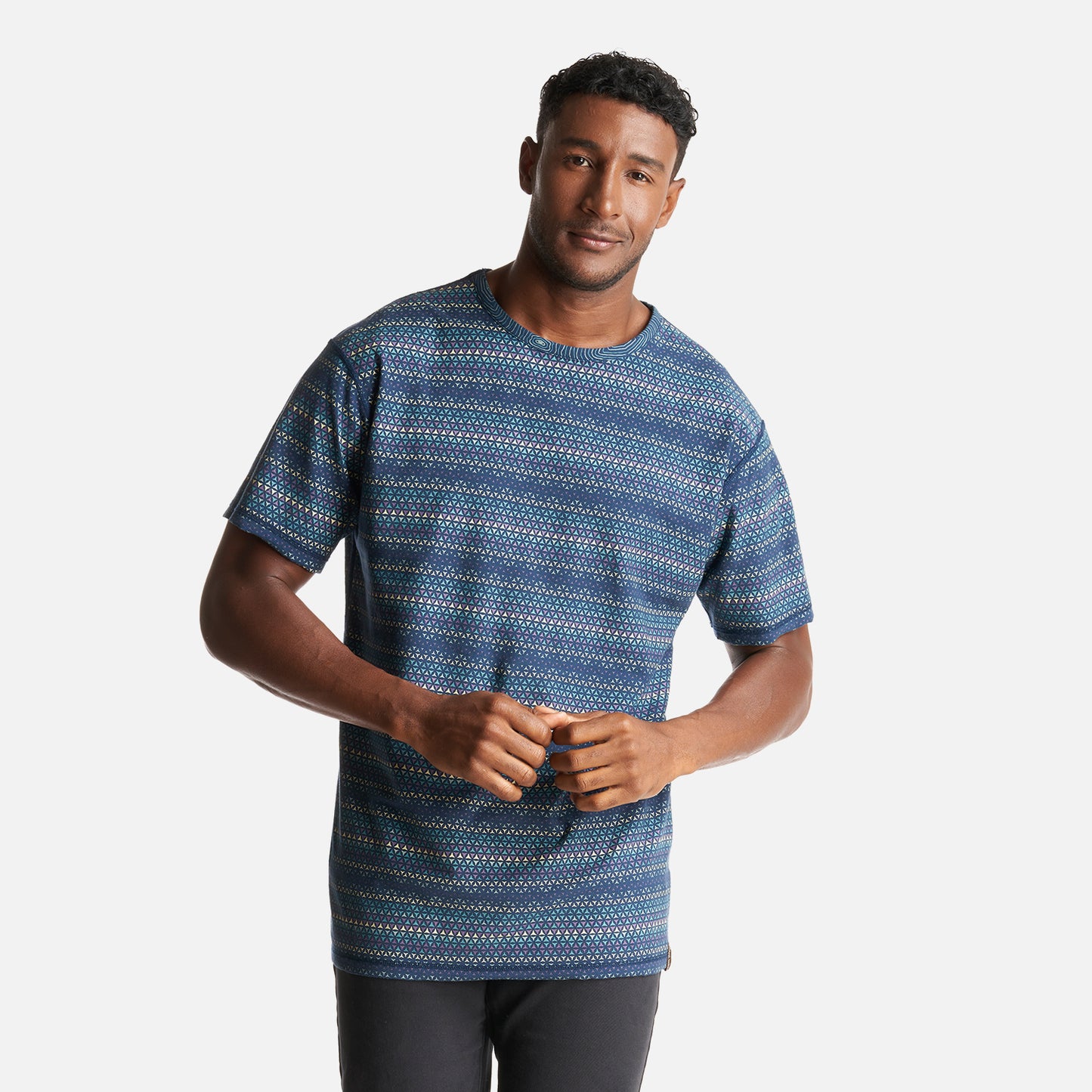 Polera Hombre Bi-Curioso Print Azul Piedra Haka Honu