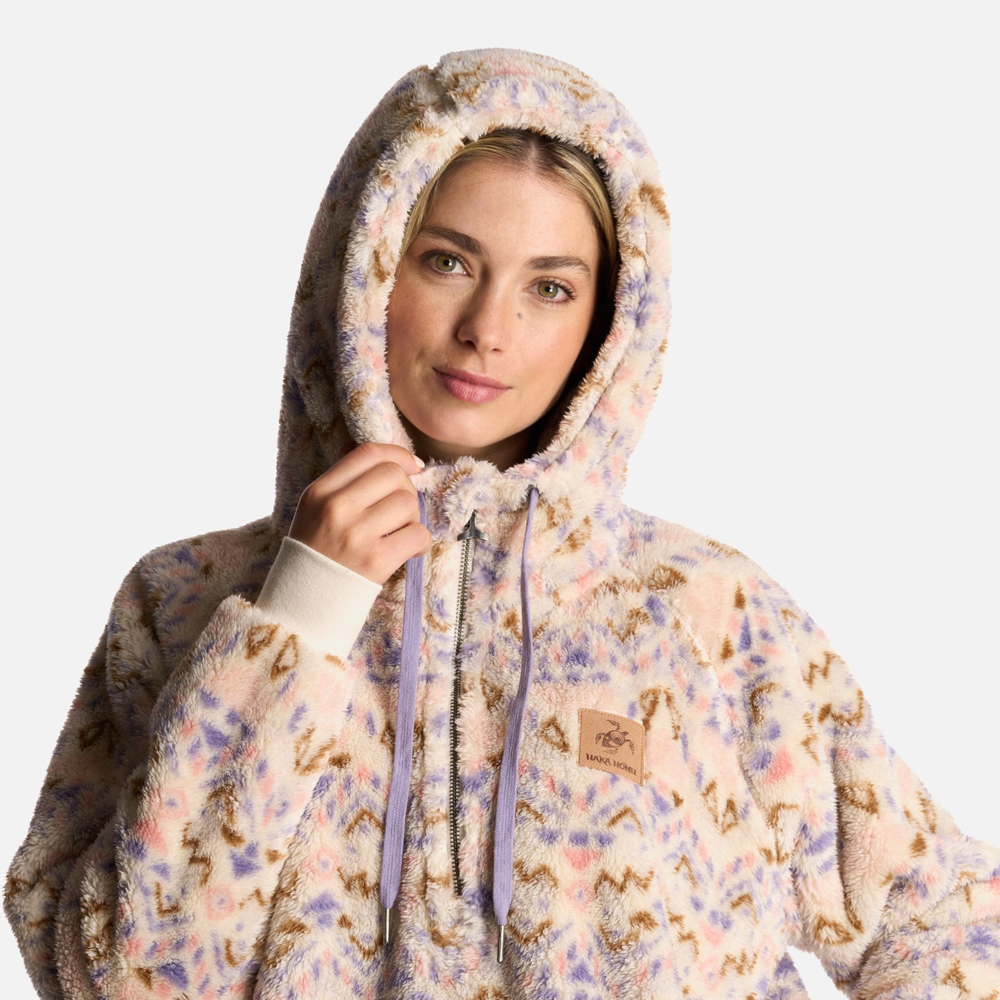 Poleron Mujer Cangur-oso Print Beige Haka Honu