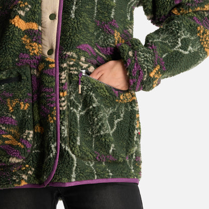 Poleron Mujer Zip-Porrito Print Verde Militar Haka Honu