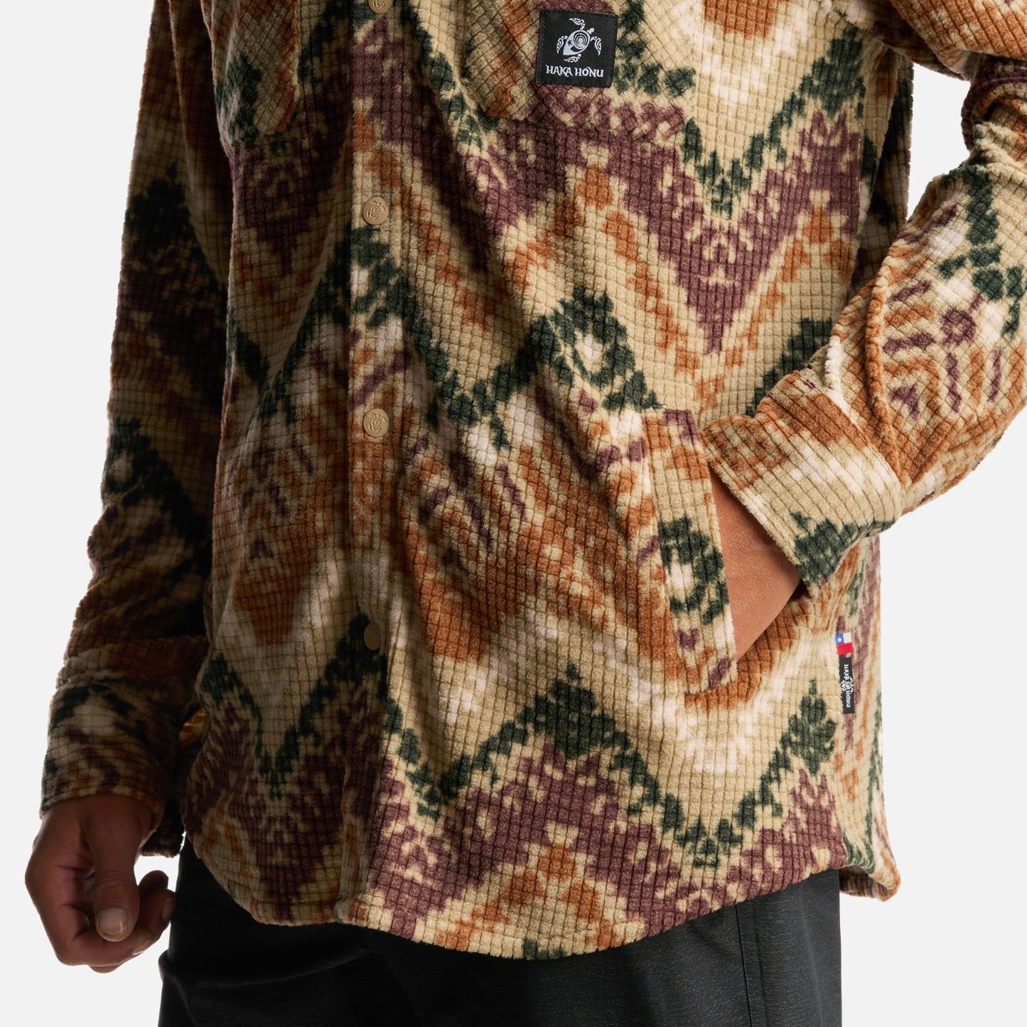 Camisa Hombre Cumbre Invernal Print Beige Haka Honu