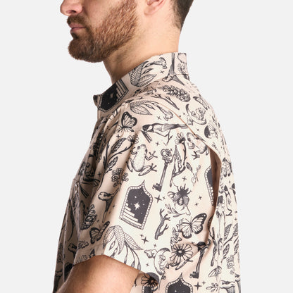 Camisa Hombre Cumbre Manga Corta Print Crudo Haka Honu