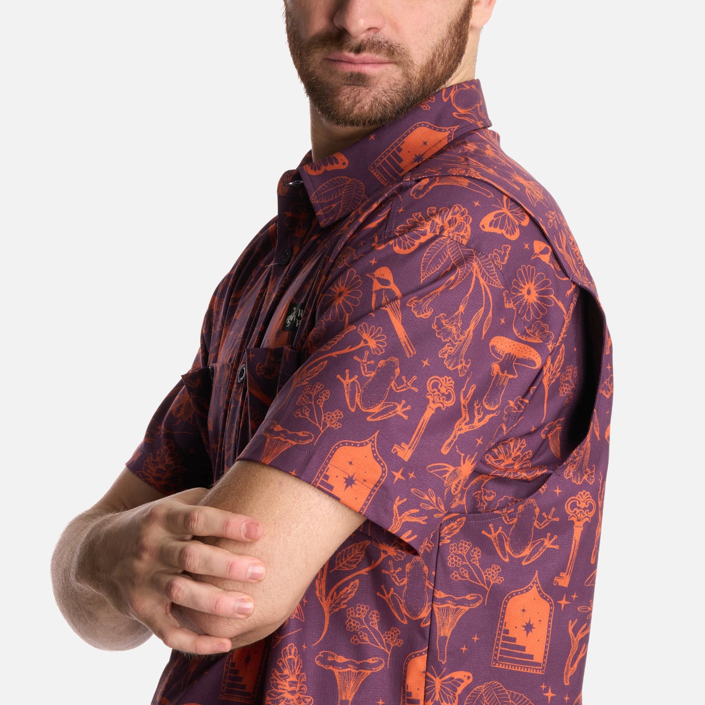 Camisa Hombre Cumbre Manga Corta Print Morado Haka Honu