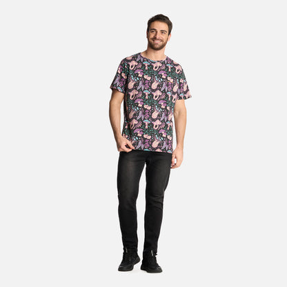 Polera Hombre Mundo Fungi Print Negro Haka Honu