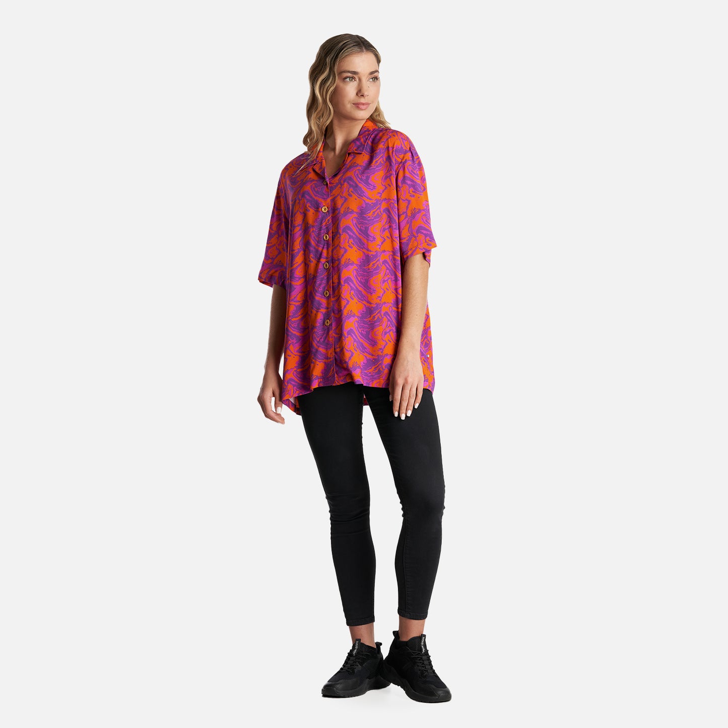 Camisa Mujer Marmolada Print Naranjo Haka Honu