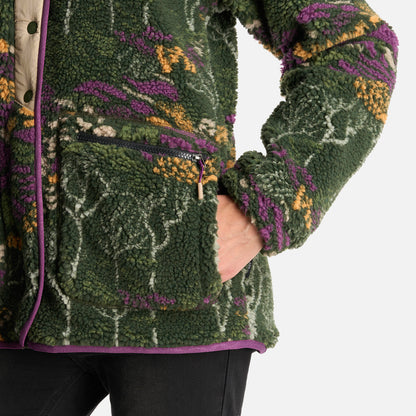 Poleron Mujer Zip-Porrito Print Verde Militar Haka Honu