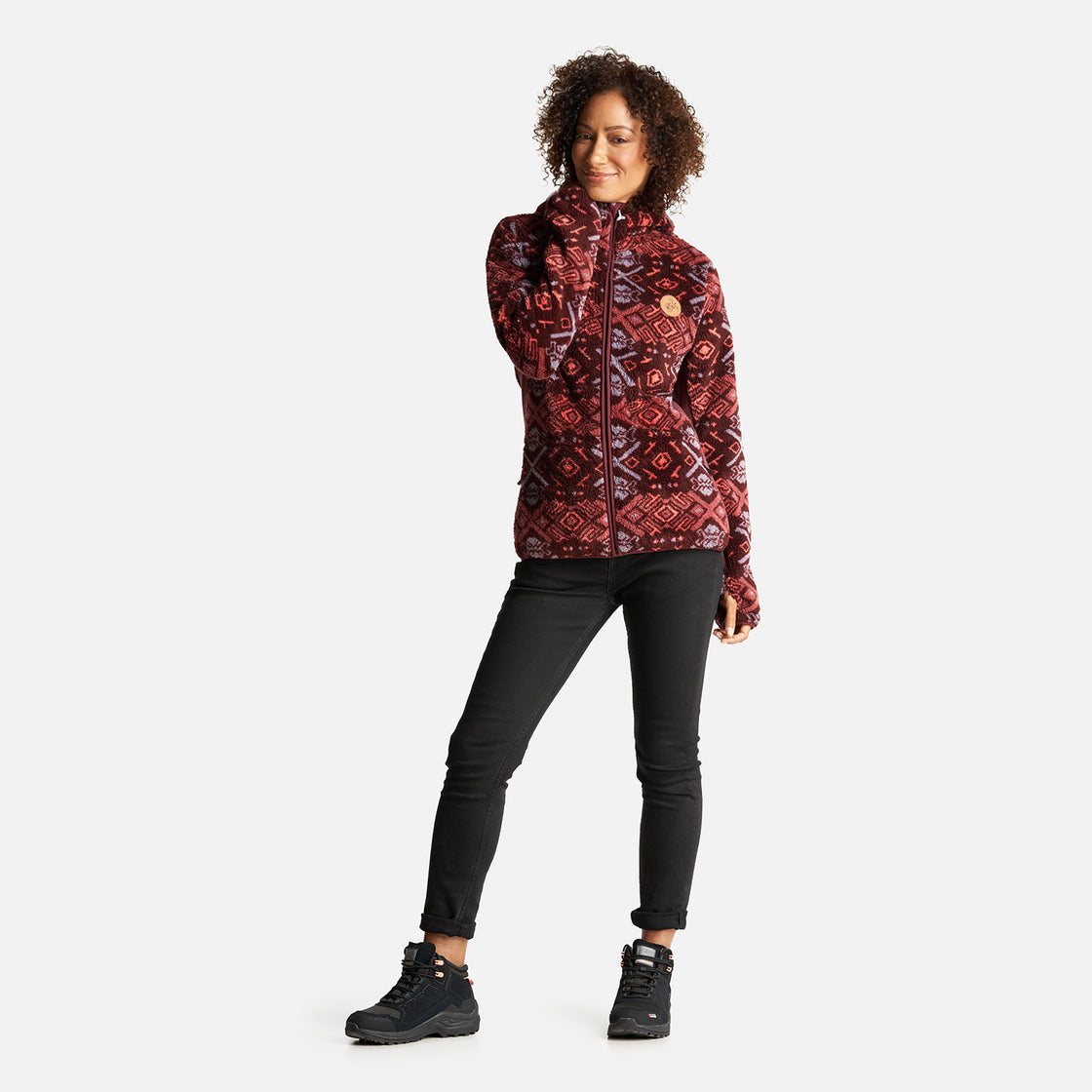 Chaqueta Mujer Calur-oso Full Print Burdeo Haka Honu